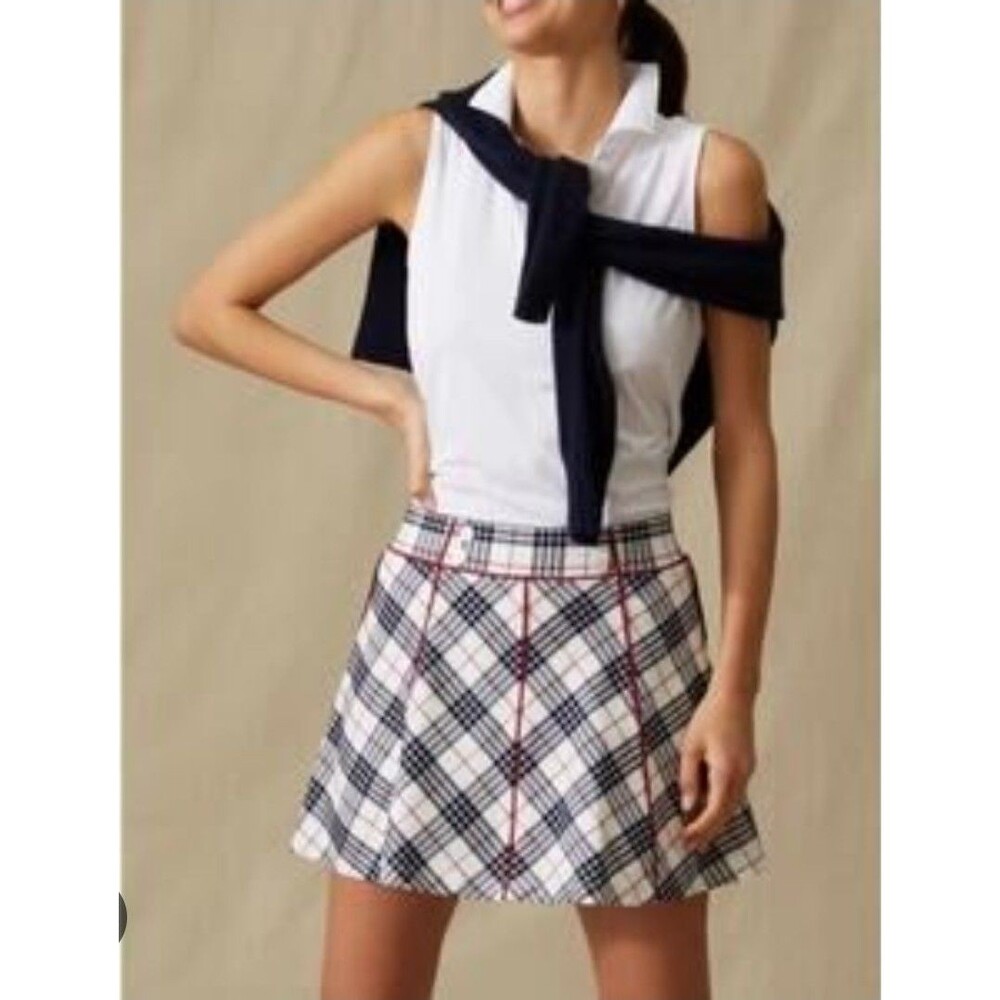 Tuckernuck S White Red Black Plaid Renee Mini Golf Skirt Skort